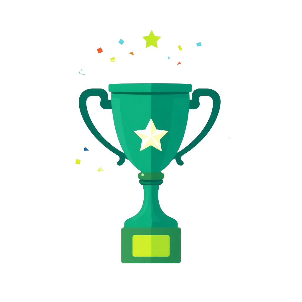 Trophy with a star and confetti